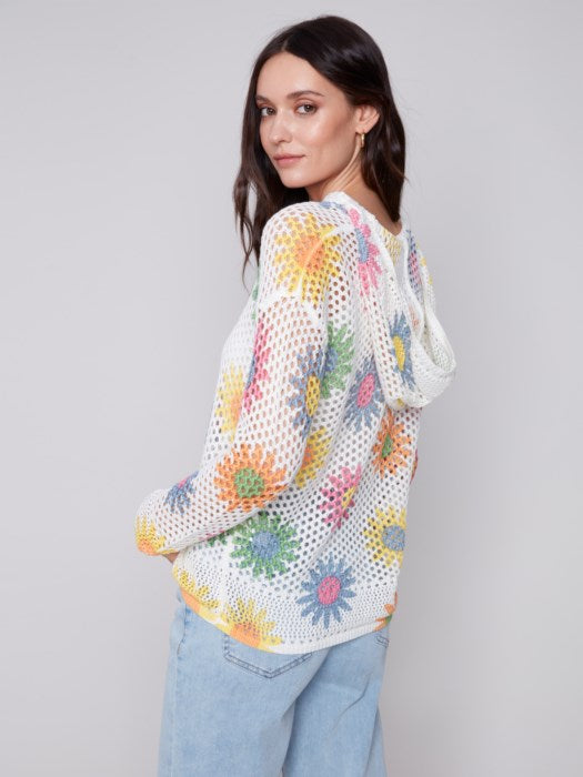 Crochet Fishnet Hoodie Sweater C2615P